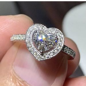 Heart 925 Silver Rings Cubic Zirconia Jewelry Ring